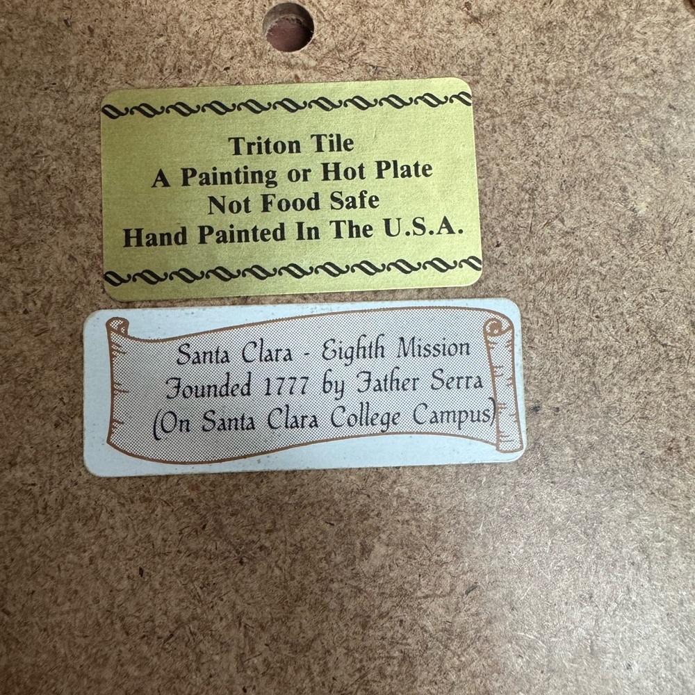 Vintage Santa Clara de Asis eighth mission church triton tile trivet 7.5” x 7.5” - Picture 5 of 6